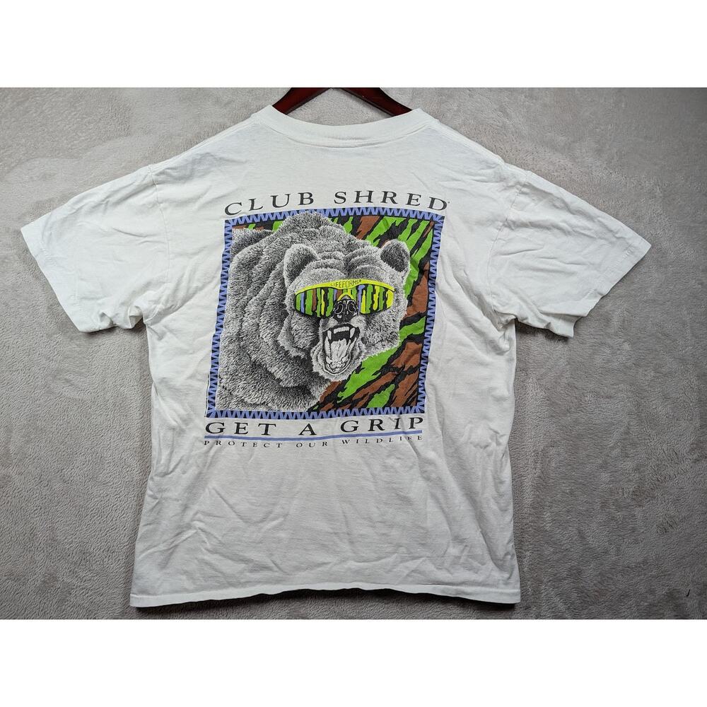 Vintage 90s Lifeforms Grizzly Bear Sunglasses Protect Our Wildlife Shirt LARGE *